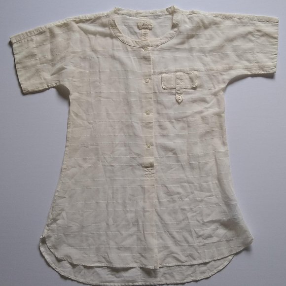 Levi's Cream Lightweight Sheer Short Sleeve Popover Tunic sz S - Picture 2 of 7